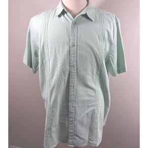 JEKAOYI Linen Blend Button Front Shirt Men's XXL Mint Green Guayabera